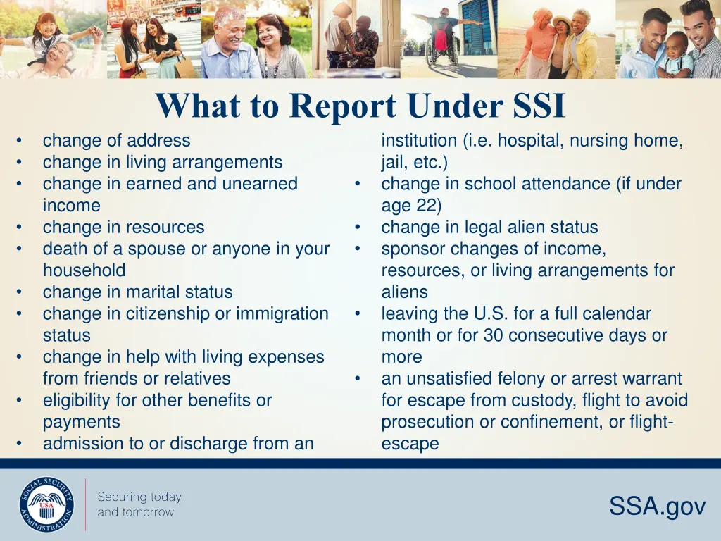 what to report under ssi change of address change