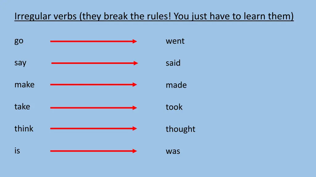 irregular verbs they break the rules you just