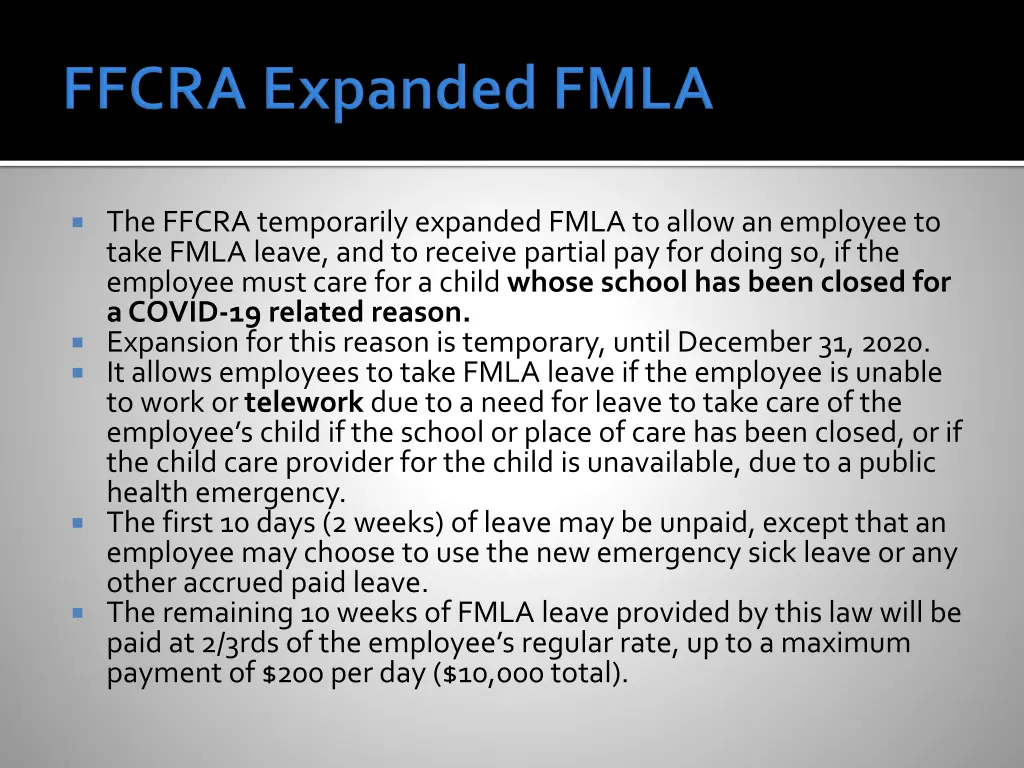the ffcra temporarily expanded fmla to allow