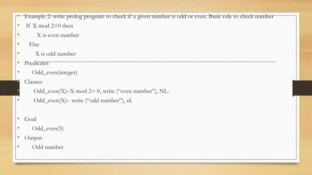 example 2 write prolog program to check