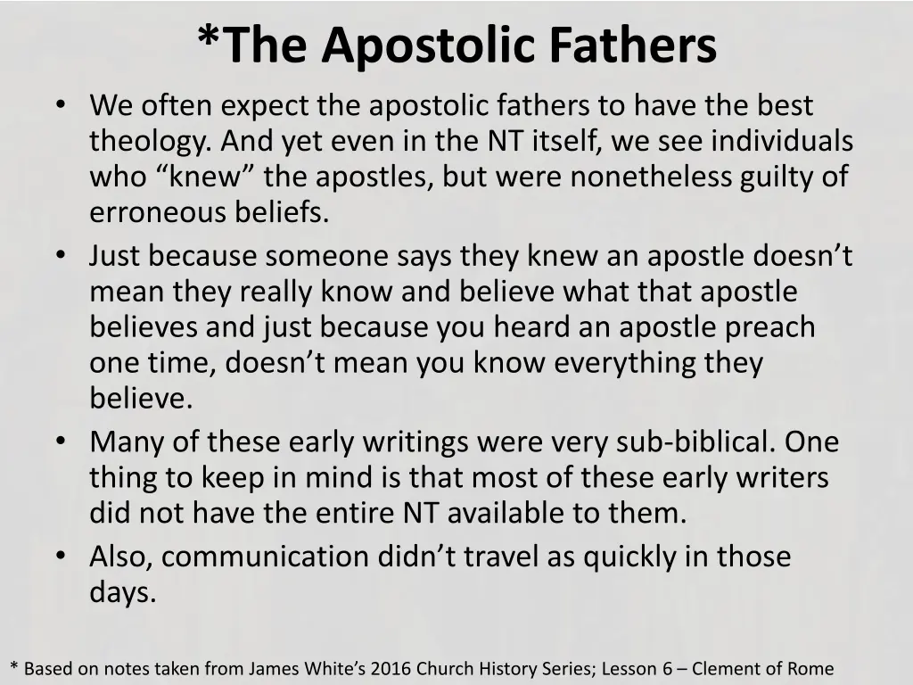 the apostolic fathers we often expect