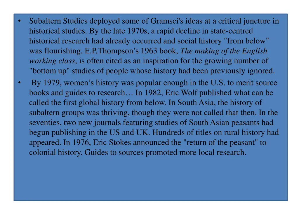 subaltern studies deployed some of gramsci