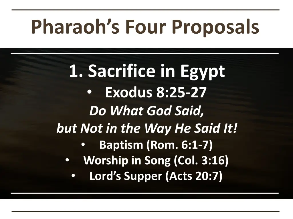 pharaoh s four proposals