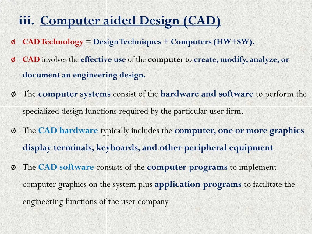 iii computer aided design cad