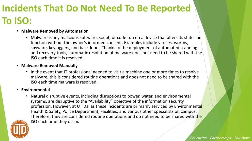incidents that do not need to be reported