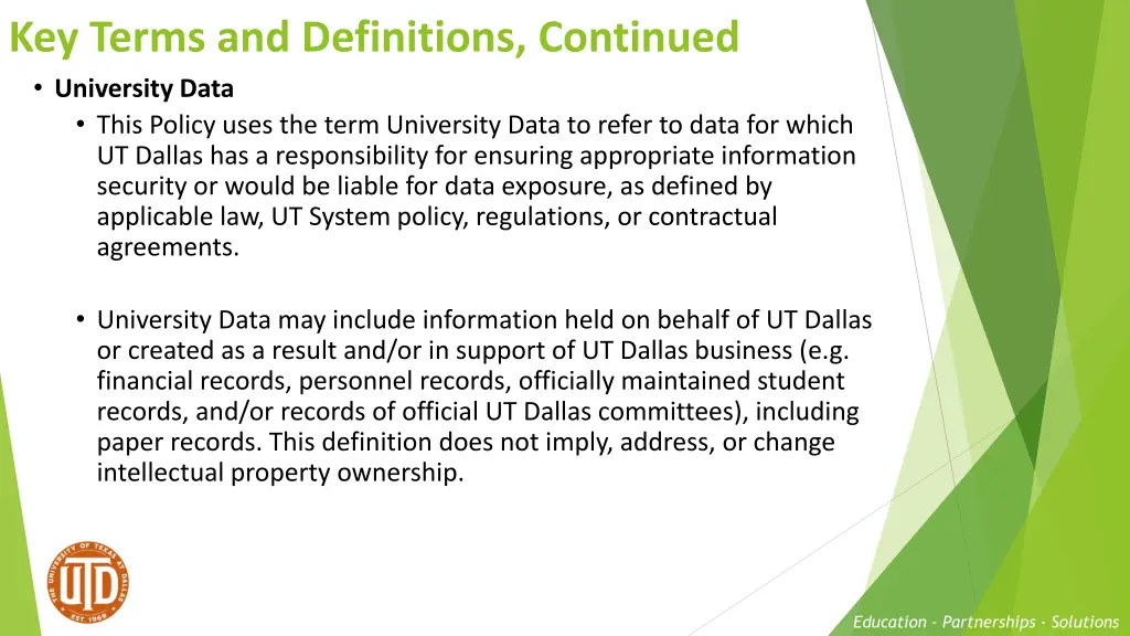 key terms and definitions continued university