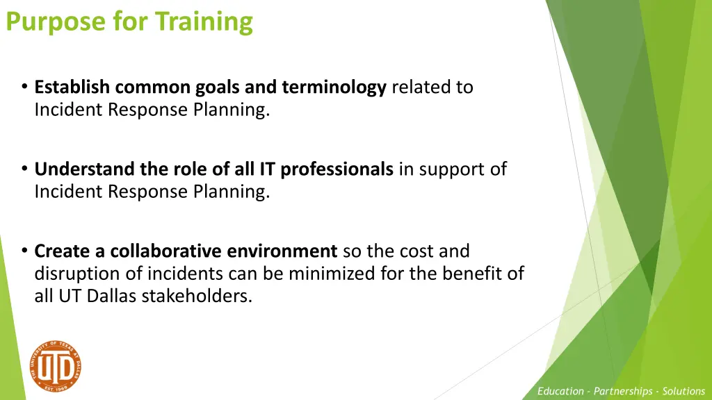 purpose for training