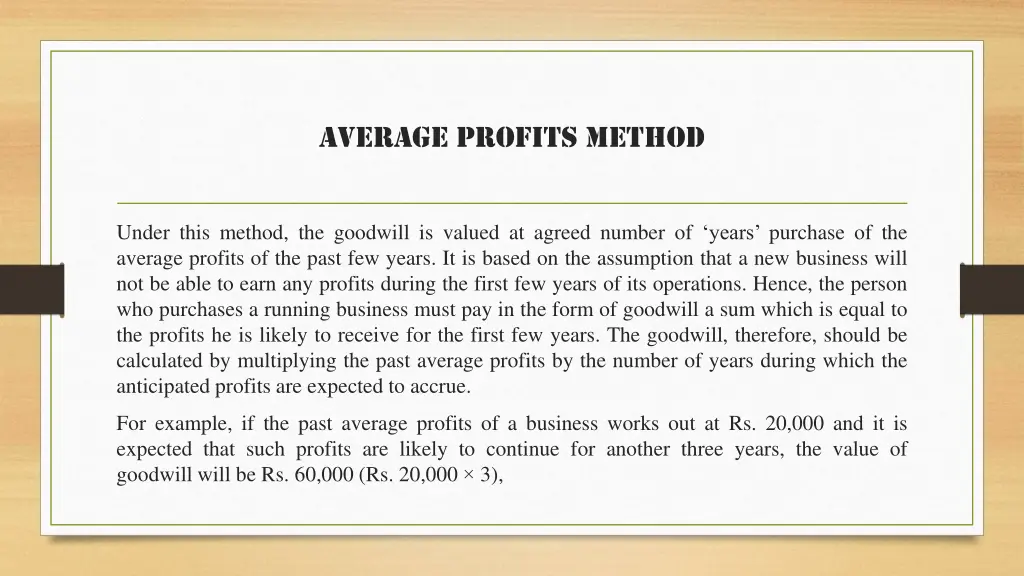 average profits method