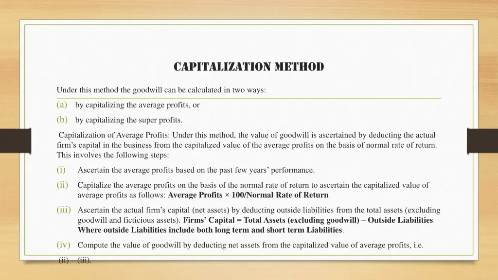 capitalization method