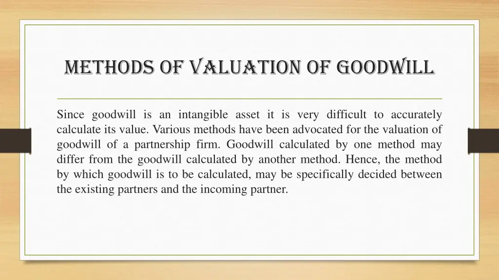 methods of valuation of goodwill