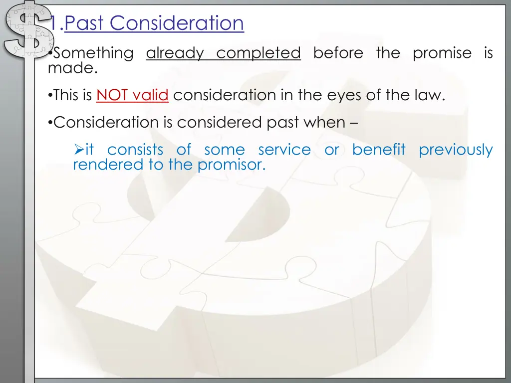 1 past consideration