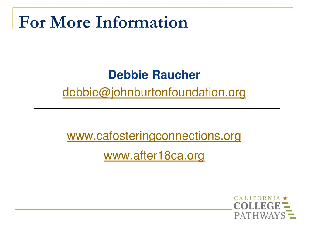 for more information