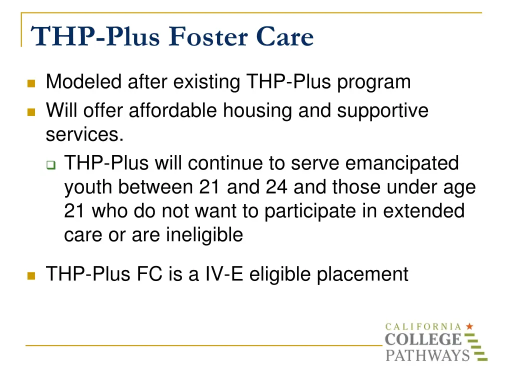 thp plus foster care