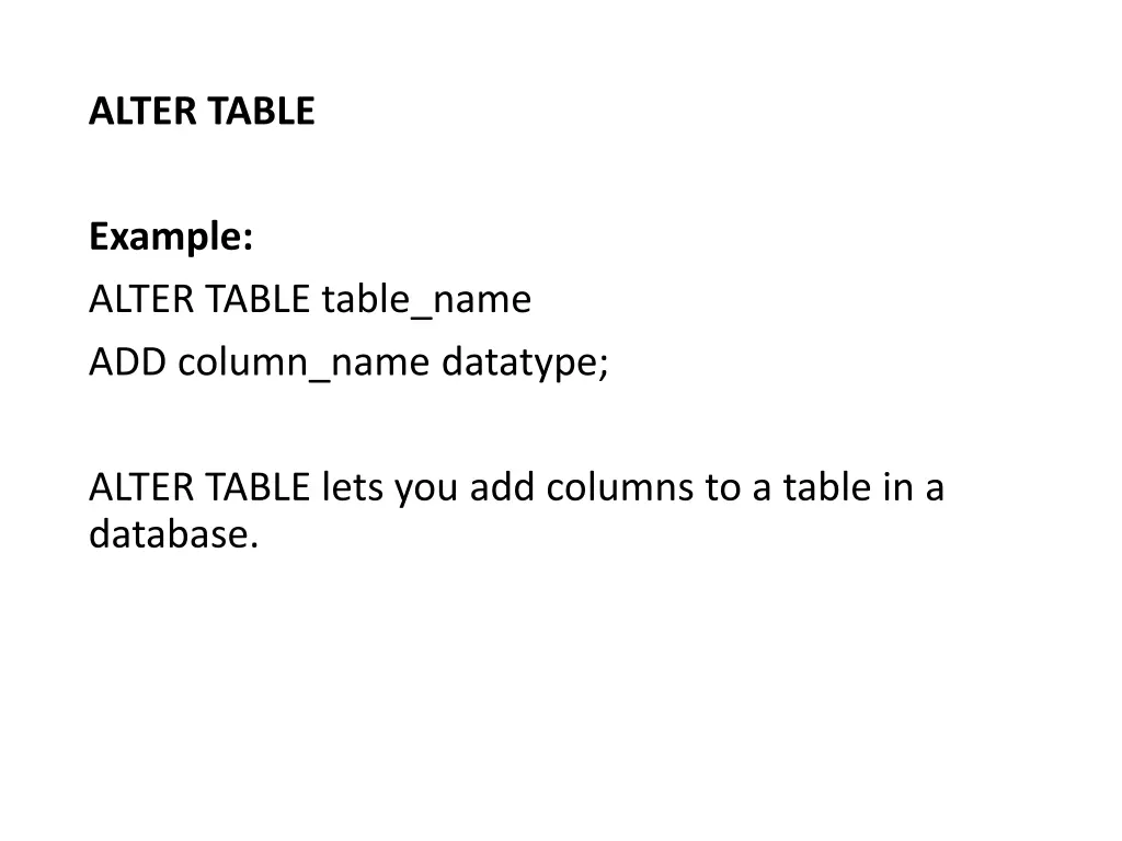 alter table