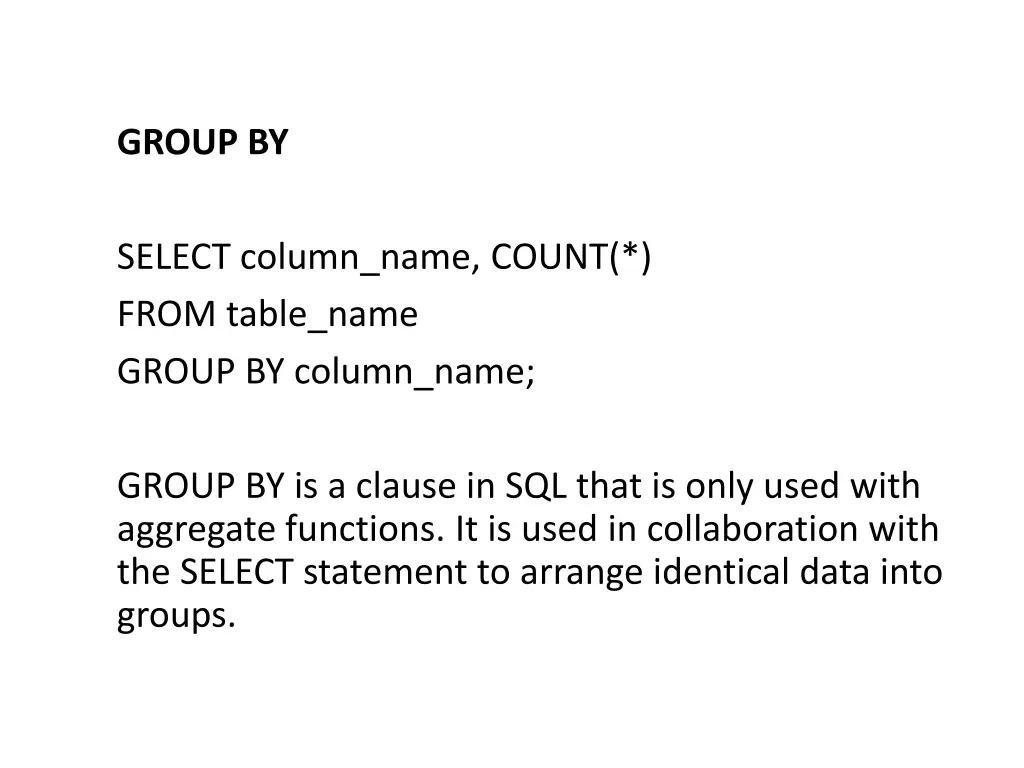 group by