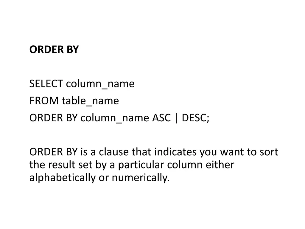 order by