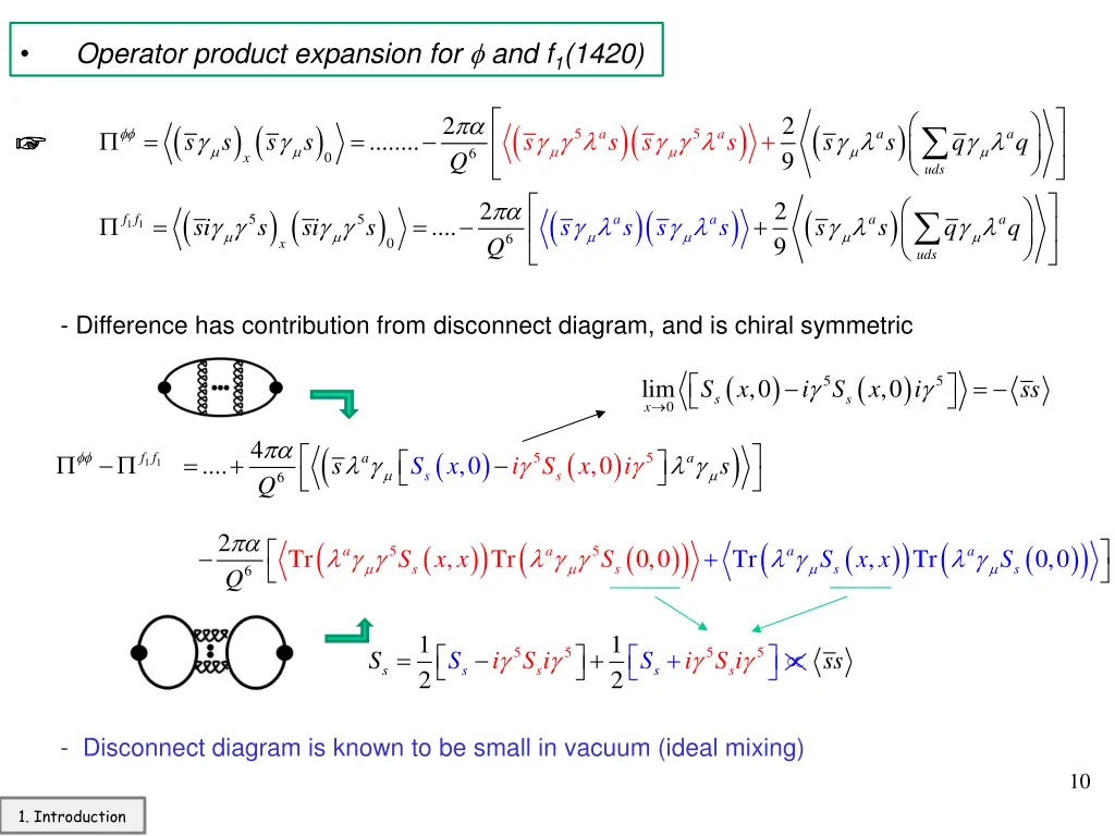operator product expansion for and f 1 1420