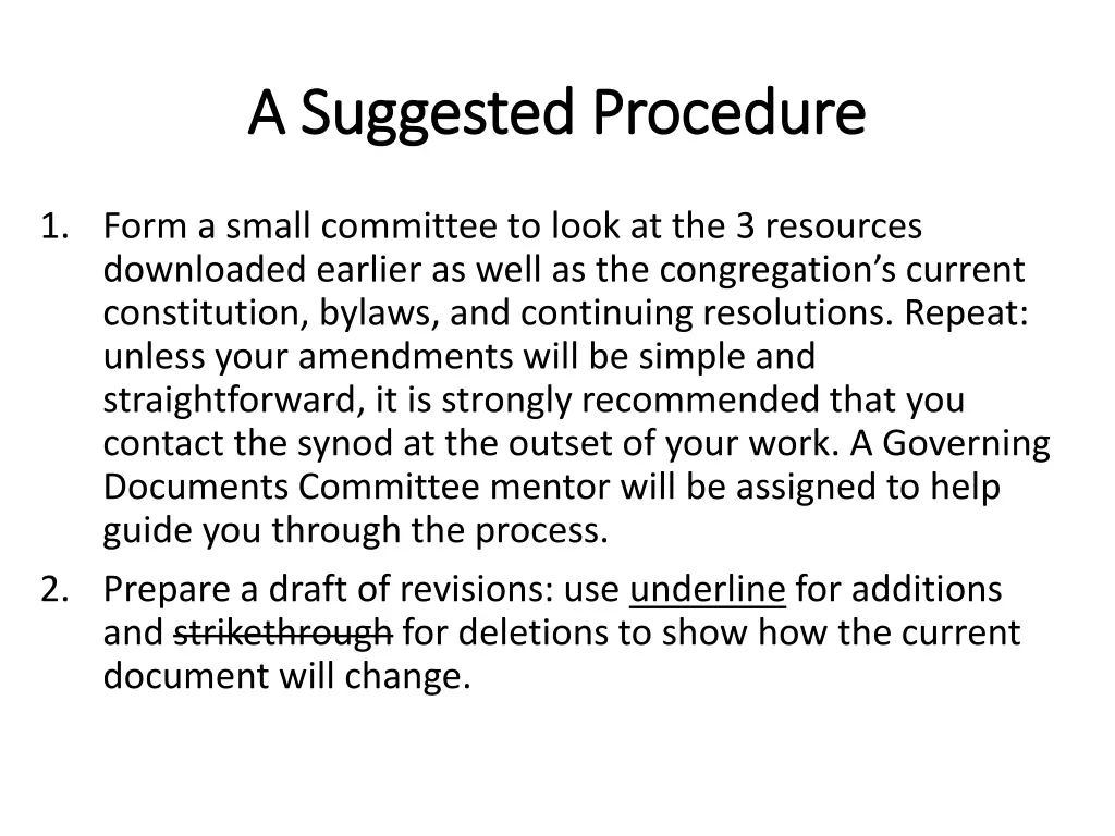 a suggested procedure a suggested procedure
