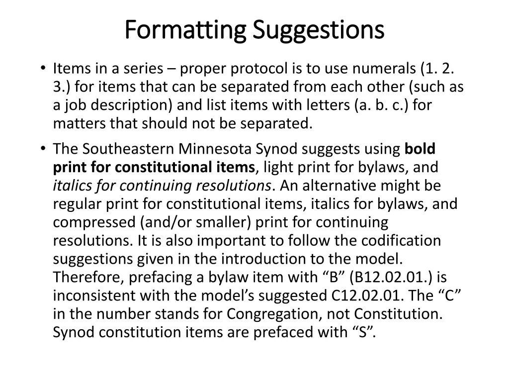 formatting suggestions formatting suggestions