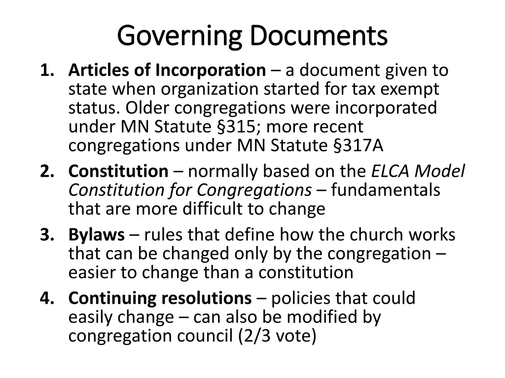 governing documents governing documents