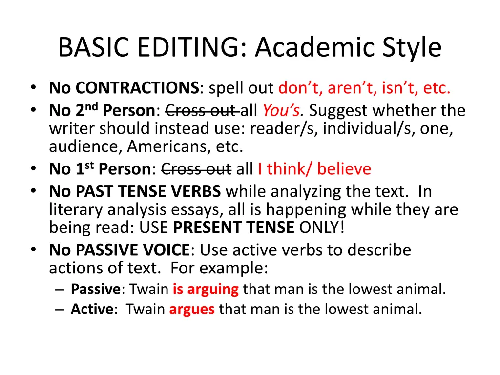 basic editing academic style