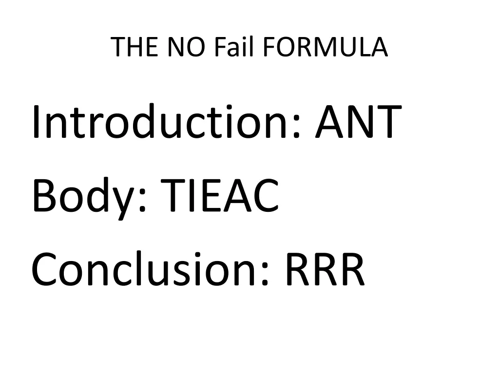 the no fail formula
