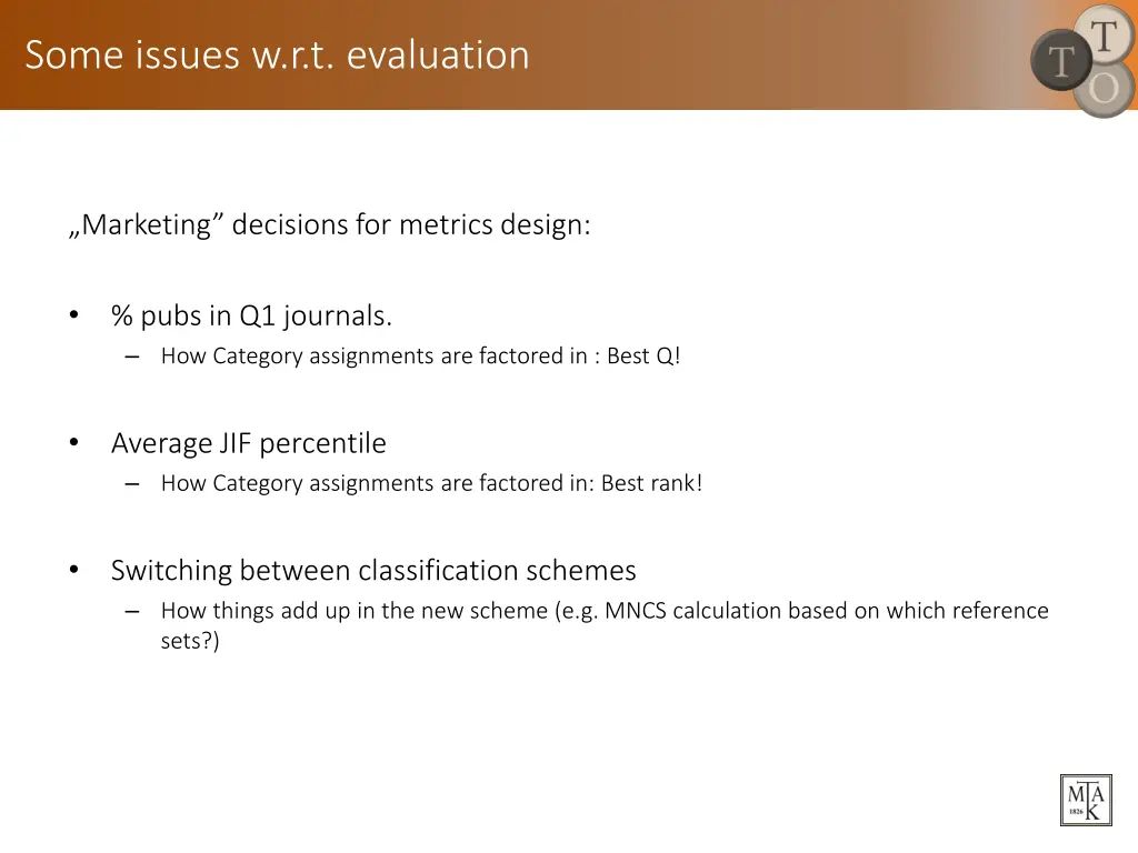 some issues w r t evaluation 1