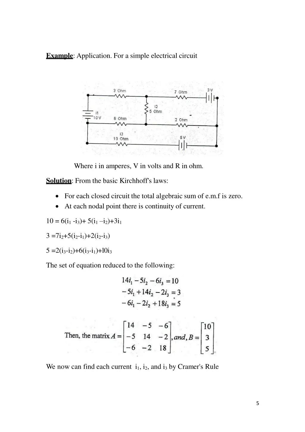 example application for a simple electrical