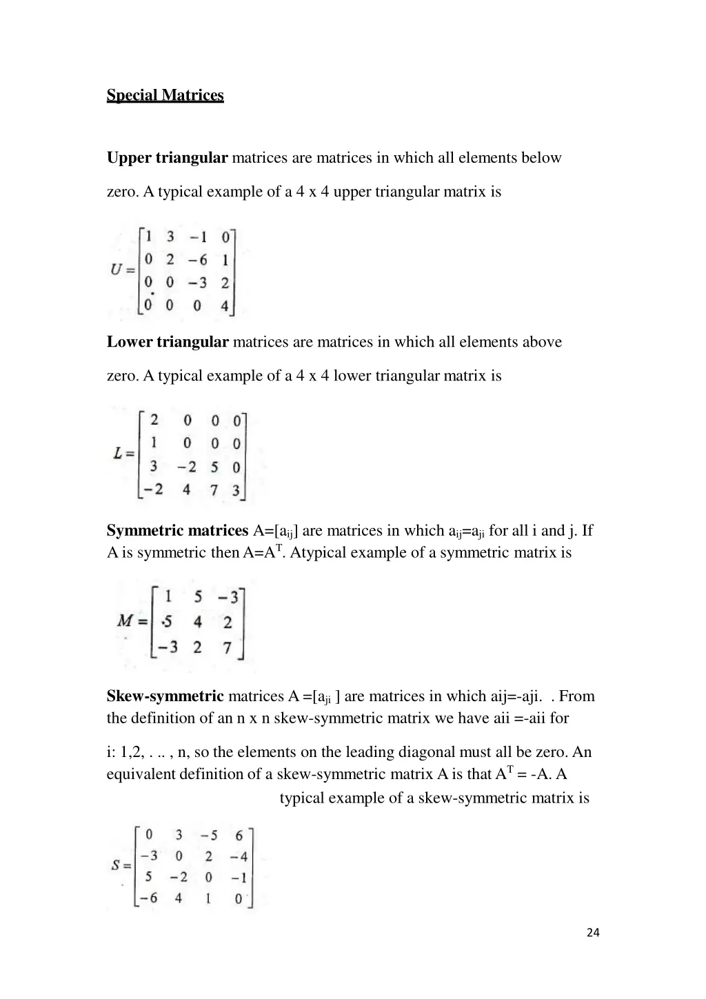 special matrices