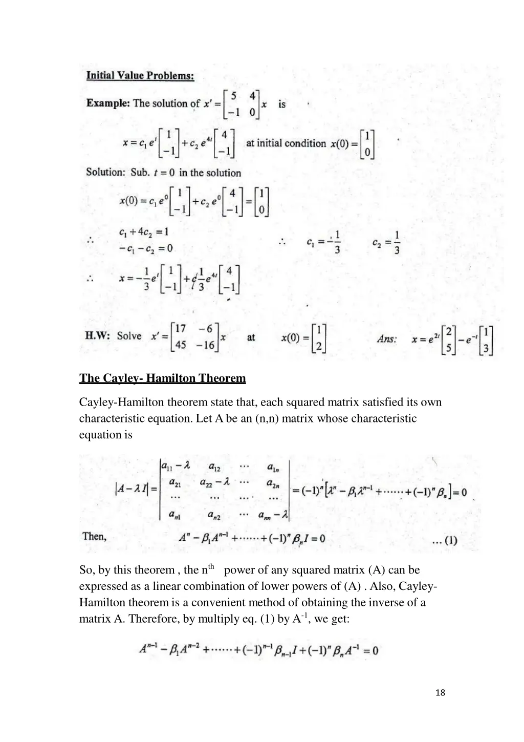 the cayley hamilton theorem