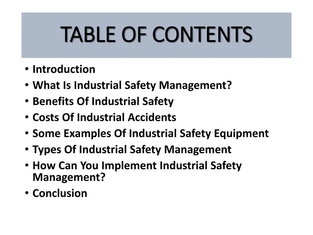 table of contents table of contents