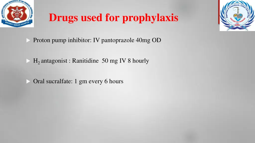 drugs used for prophylaxis