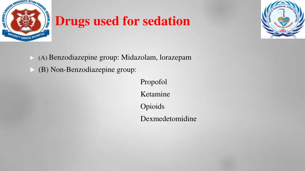 drugs used for sedation