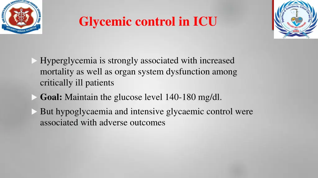 glycemic control in icu