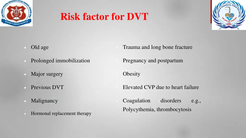 risk factor for dvt