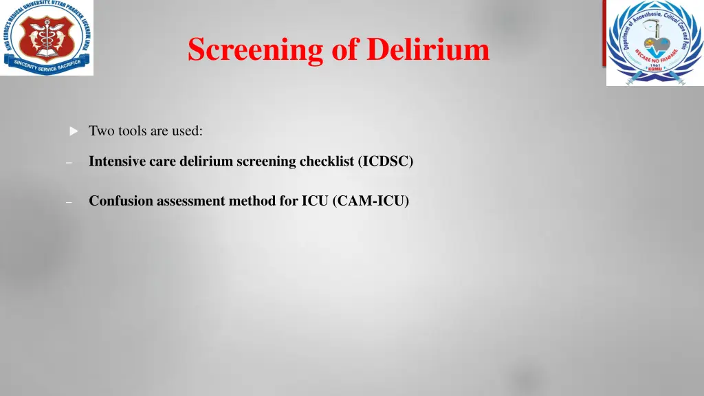 screening of delirium