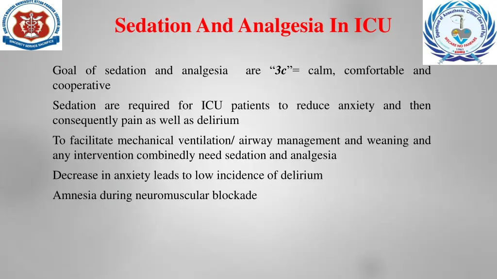 sedation and analgesia in icu