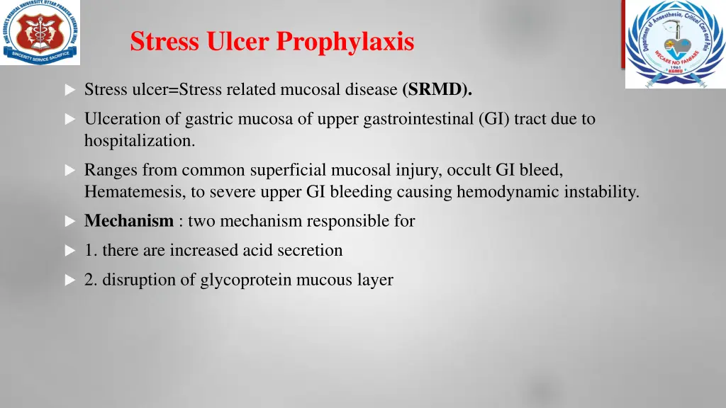 stress ulcer prophylaxis