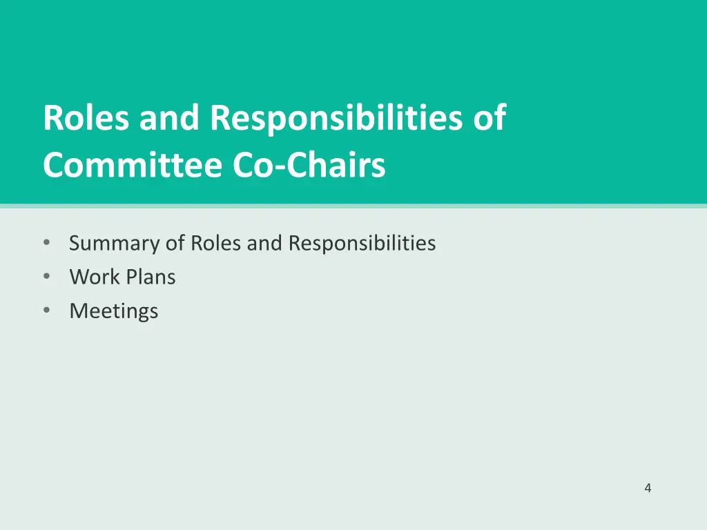 roles and responsibilities of committee co chairs