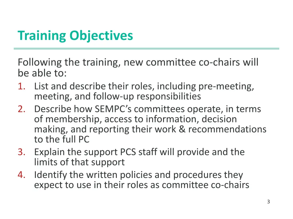 training objectives