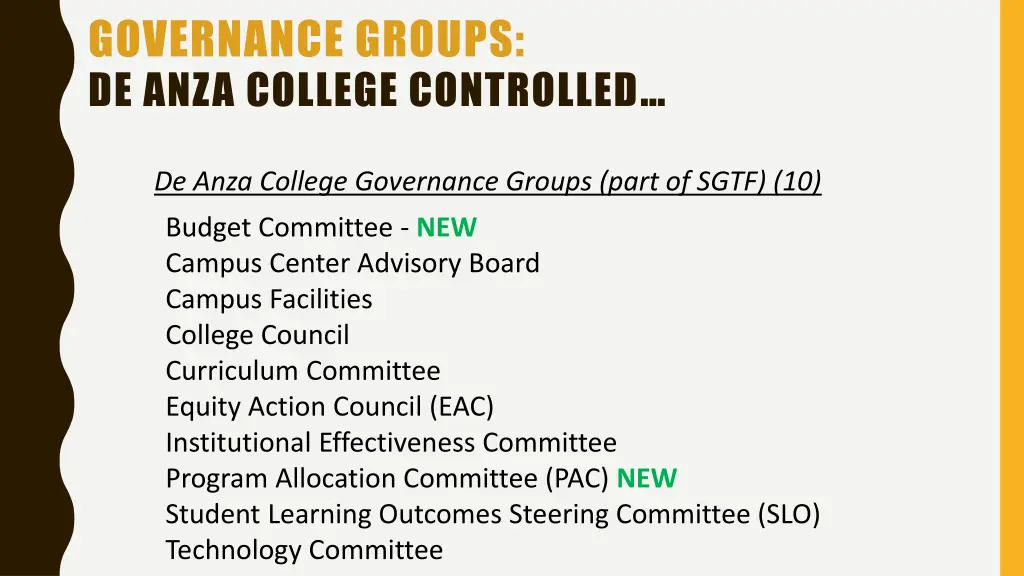 governance groups de anza college controlled