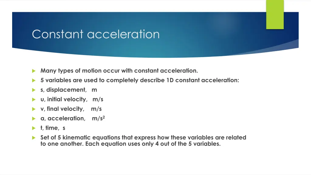 constant acceleration