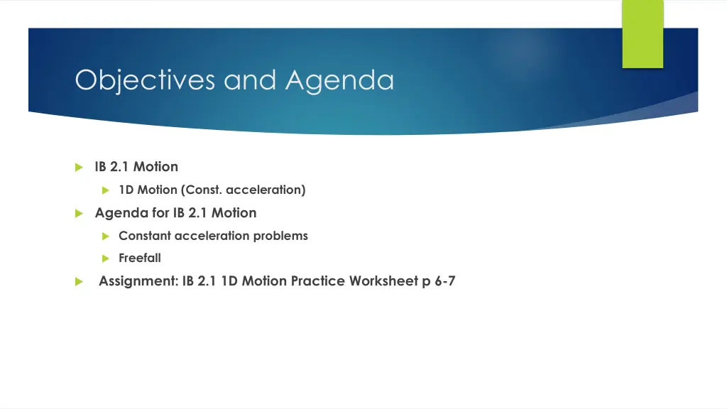 objectives and agenda