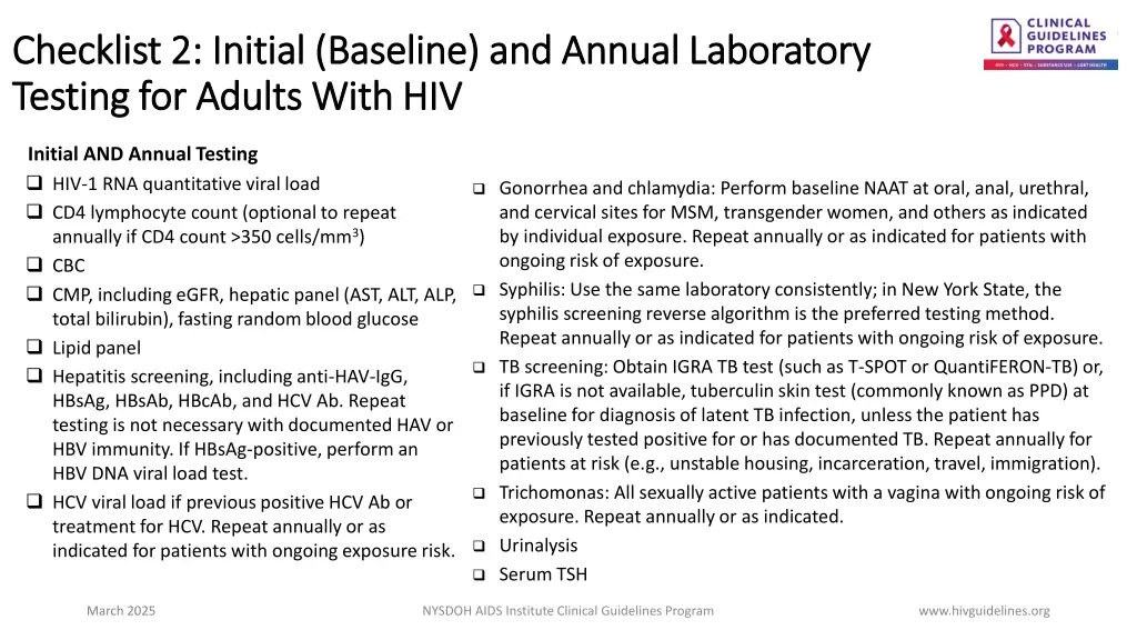 checklist 2 initial baseline and annual
