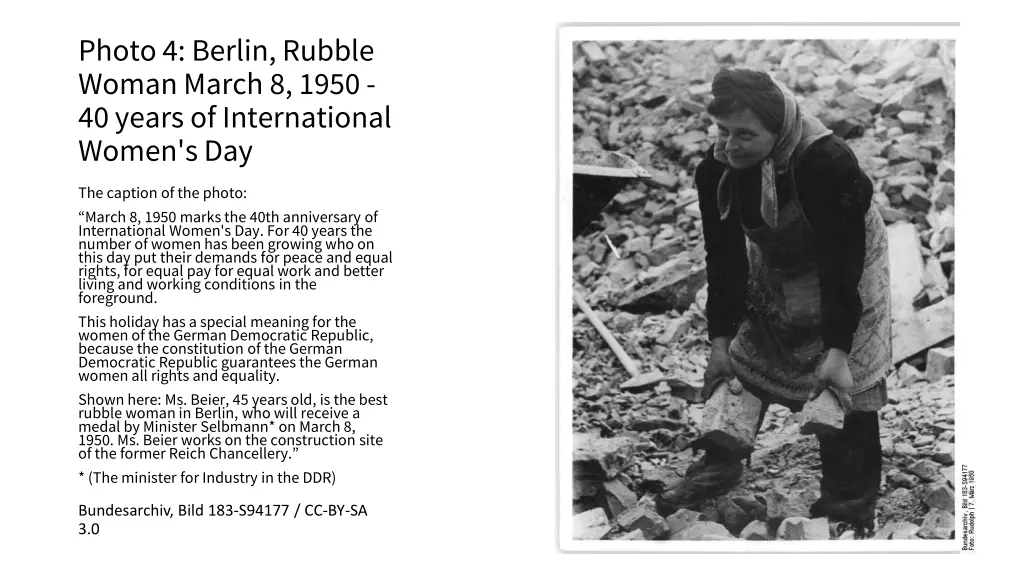 photo 4 berlin rubble woman march 8 1950 40 years