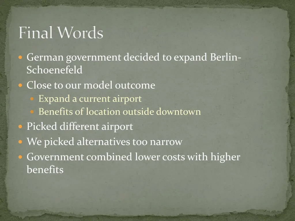 final words