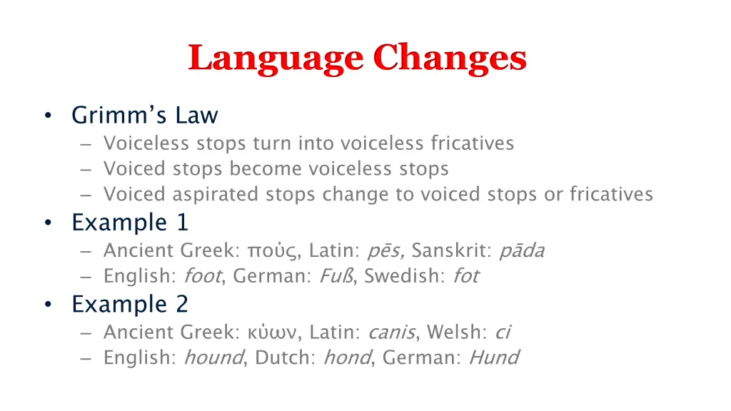 language changes