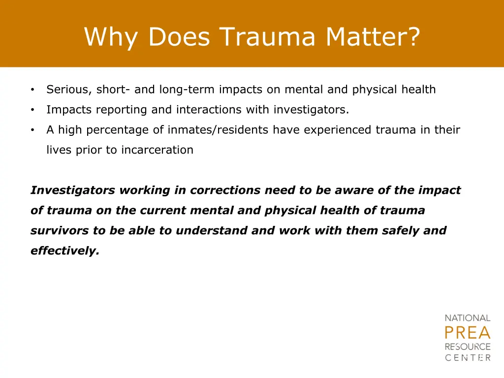 why does trauma matter