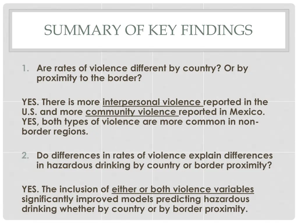summary of key findings
