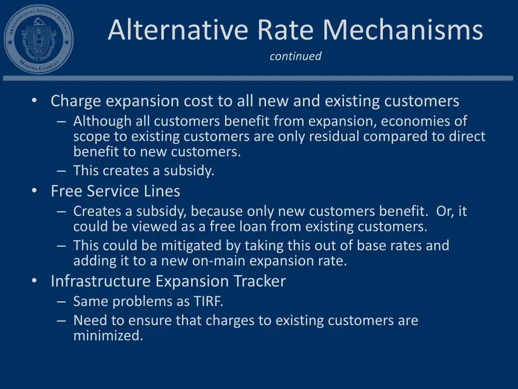 alternative rate mechanisms continued